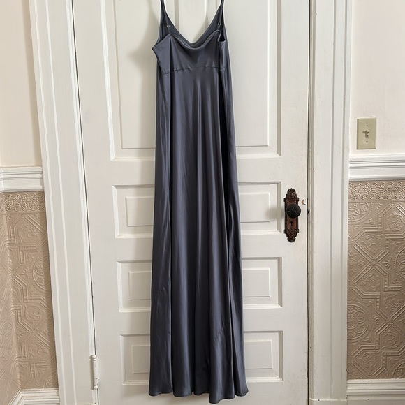 VACANCES Silk Slip Maxi Bias Cut Dress Grey Small - Picture 9 of 9